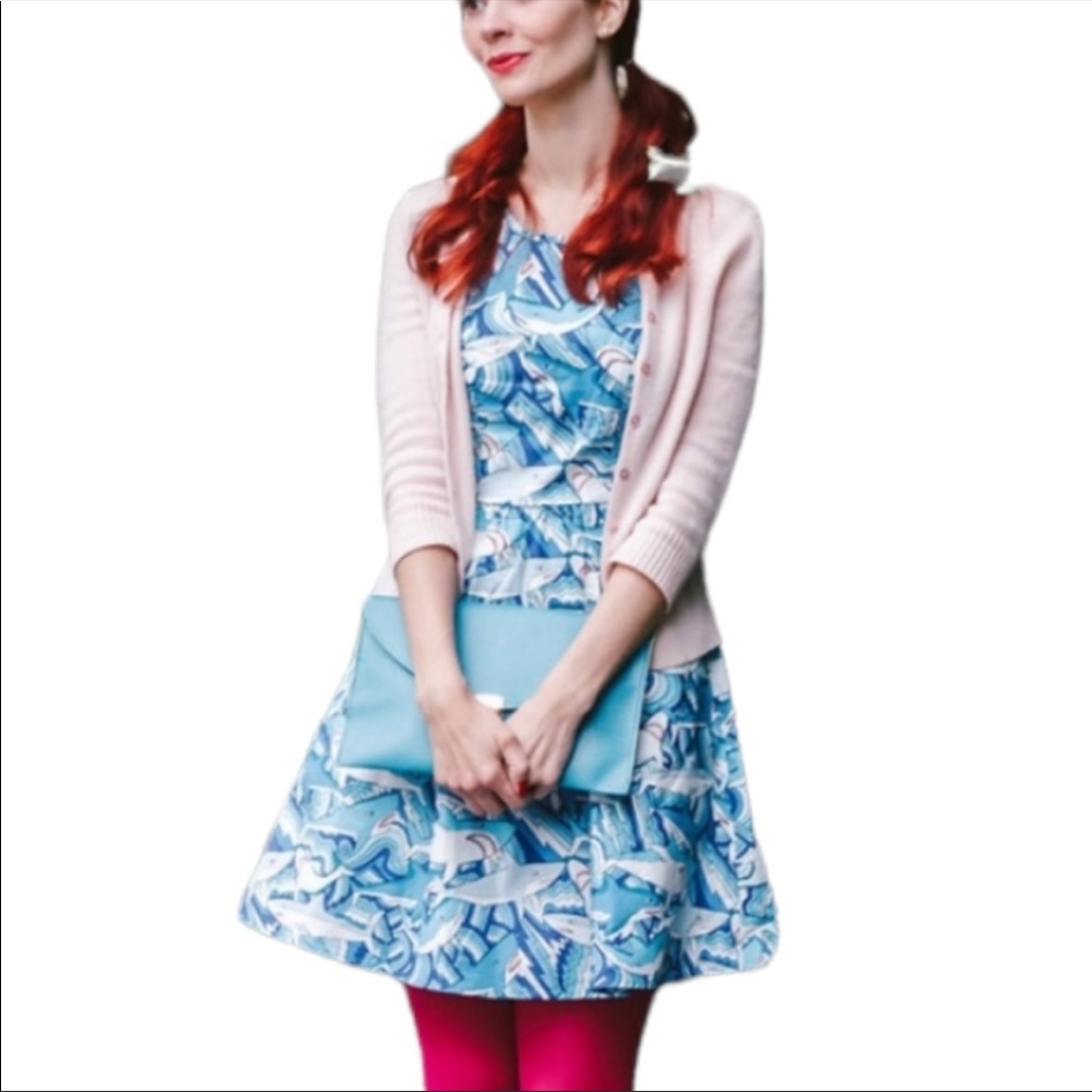 RETROLICIOUS Land Before Sublime Shark Dress Sz L Novelty Retro Rockabilly NEW